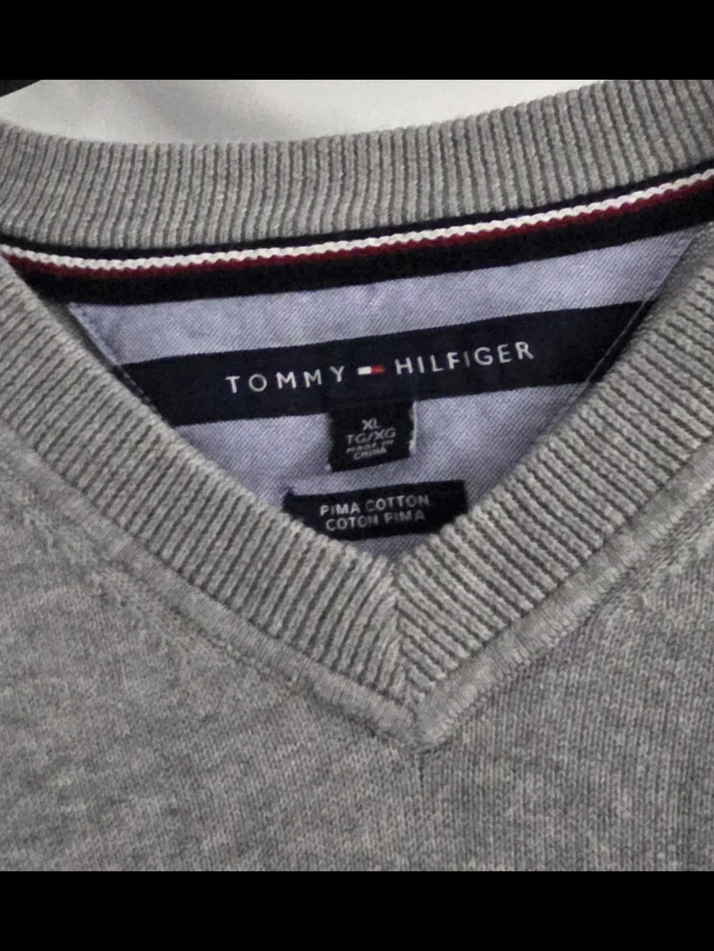 Tommy Hilfiger Light Gray V-Neck Sweater